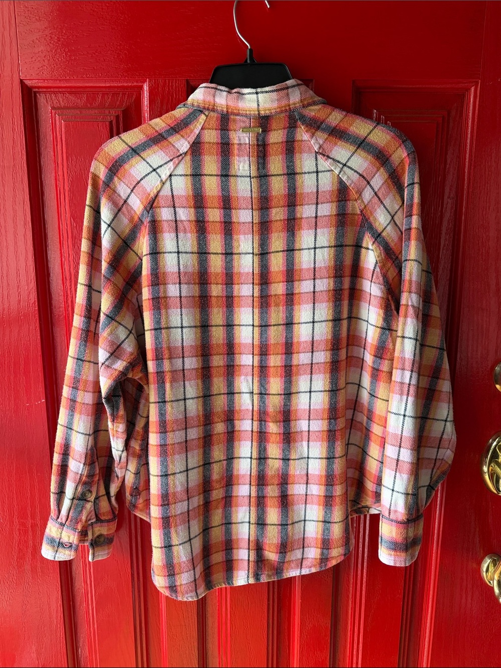 Billabong Pink Yellow Plaid Button-Down Shirt - Picture 6 of 8